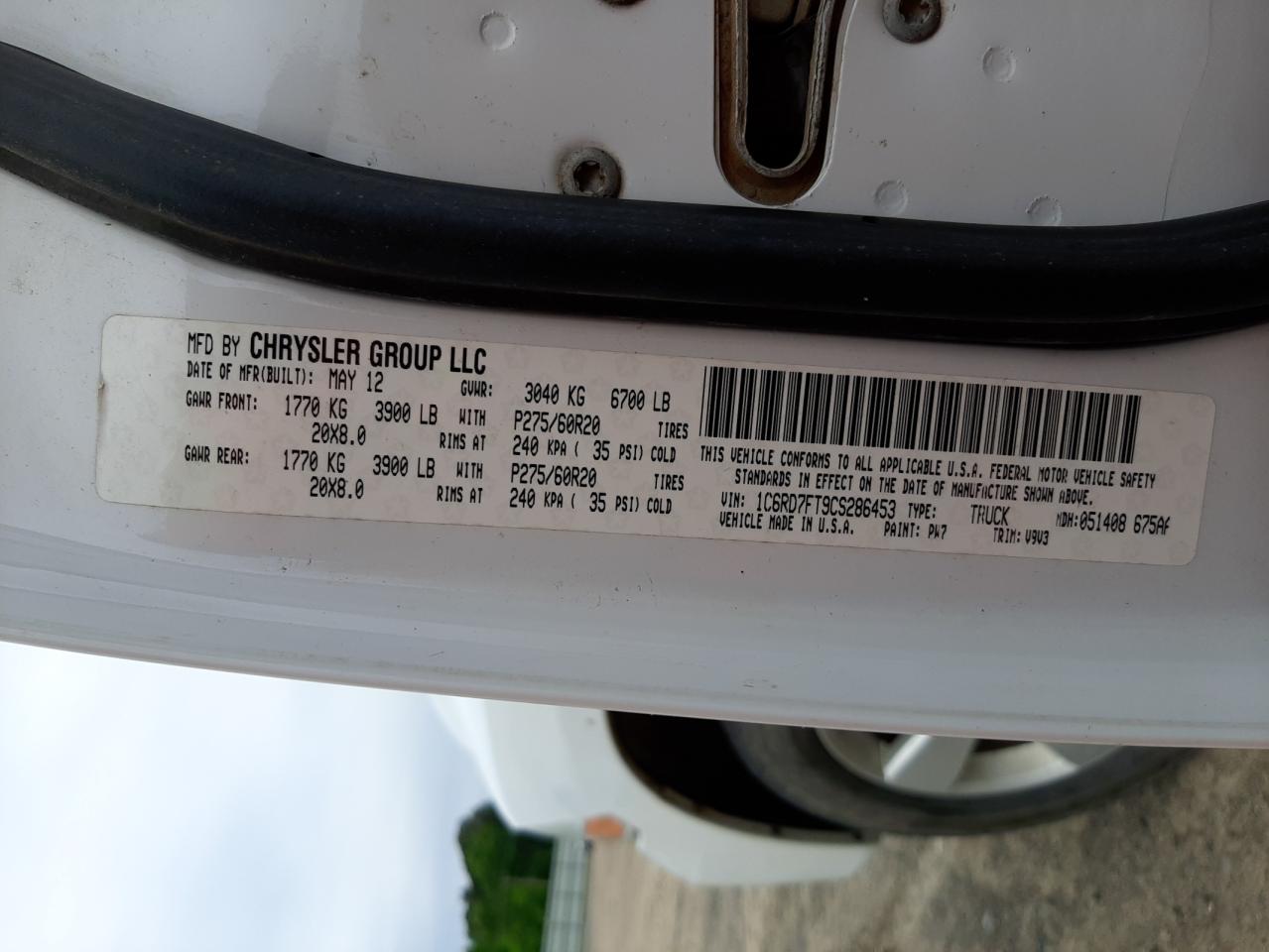 Photo 10 from auction – 2012 DODGE RAM 1500 S with VIN 1C6RD7FT9CS286453