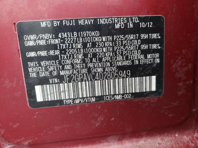 Photo 10 from auction – 2013 SUBARU XV CROSSTR with VIN JF2GPAVC4D2805949