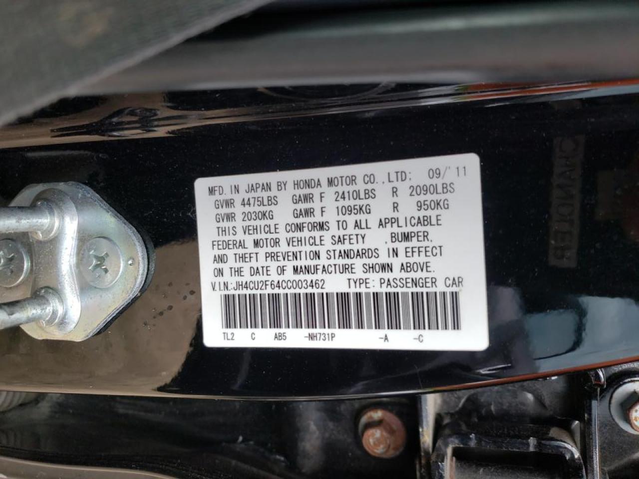 Фото 10 с аукциона – 2012 ACURA TSX TECH с VIN JH4CU2F64CC003462
