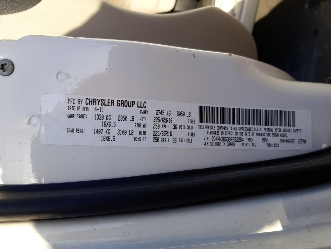 Photo 10 from auction – 2011 DODGE GRAND CARA with VIN 2D4RN3DG3BR722284