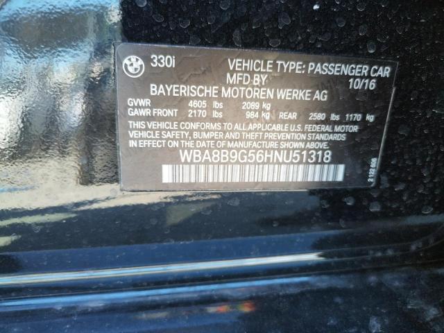 Photo 10 from auction – 2017 BMW 330 I with VIN WBA8B9G56HNU51318