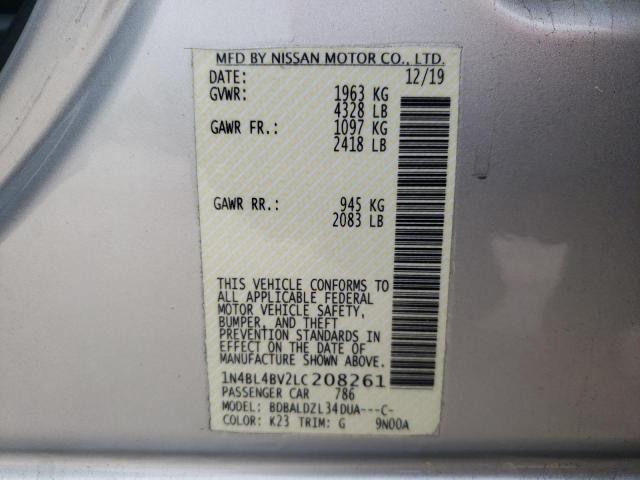 Photo 10 from auction – 2020 NISSAN ALTIMA S with VIN 1N4BL4BV2LC208261