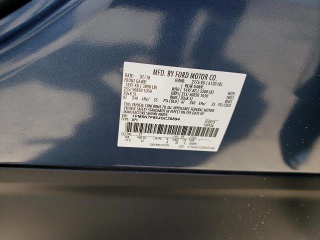 Photo 10 from auction – 2018 FORD EXPLORER L with VIN 1FM5K7F86JGC30894