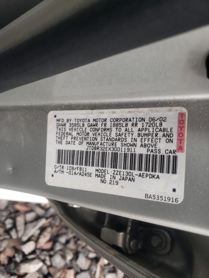Photo 10 from auction – 2003 TOYOTA COROLLA CE with VIN JTDBR32EX30011911