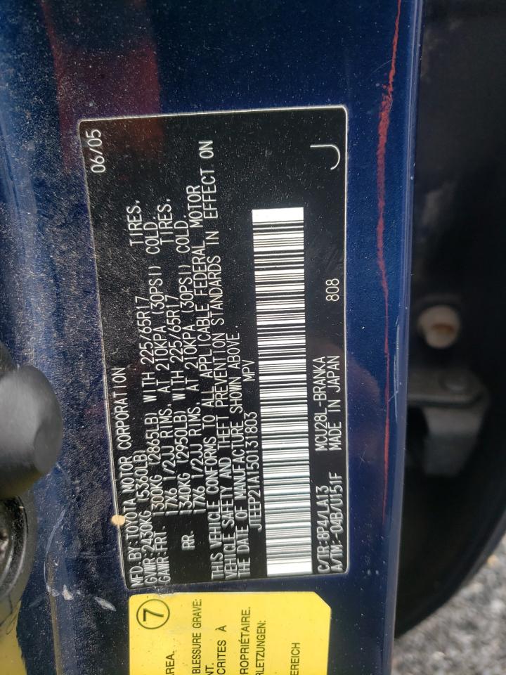 Фото 10 с аукциона – 2005 TOYOTA HIGHLANDER с VIN JTEEP21A150131803