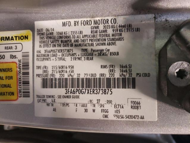 Photo 10 from auction – 2014 FORD FUSION with VIN 3FA6P0G7XER373875