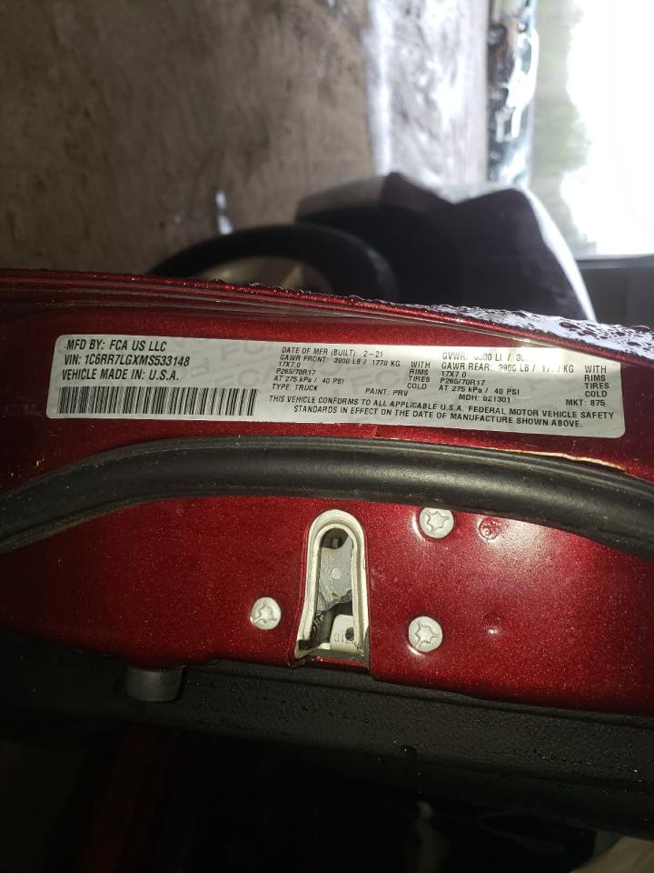 Photo 10 from auction – 2021 RAM 1500 CLASS with VIN 1C6RR7LGXMS533148