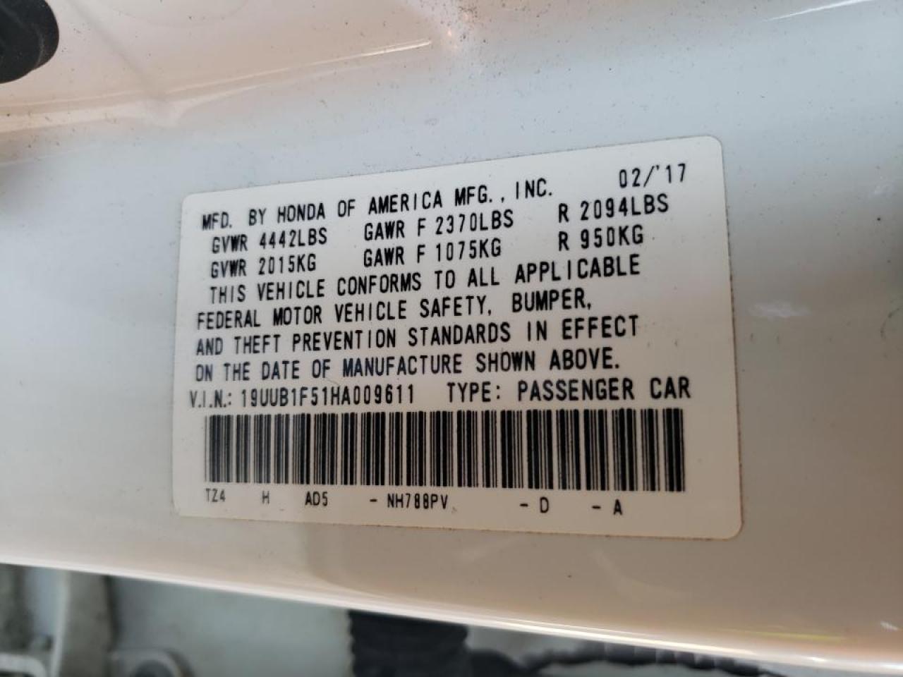 Photo 10 from auction – 2017 ACURA TLX TECH with VIN 19UUB1F51HA009611