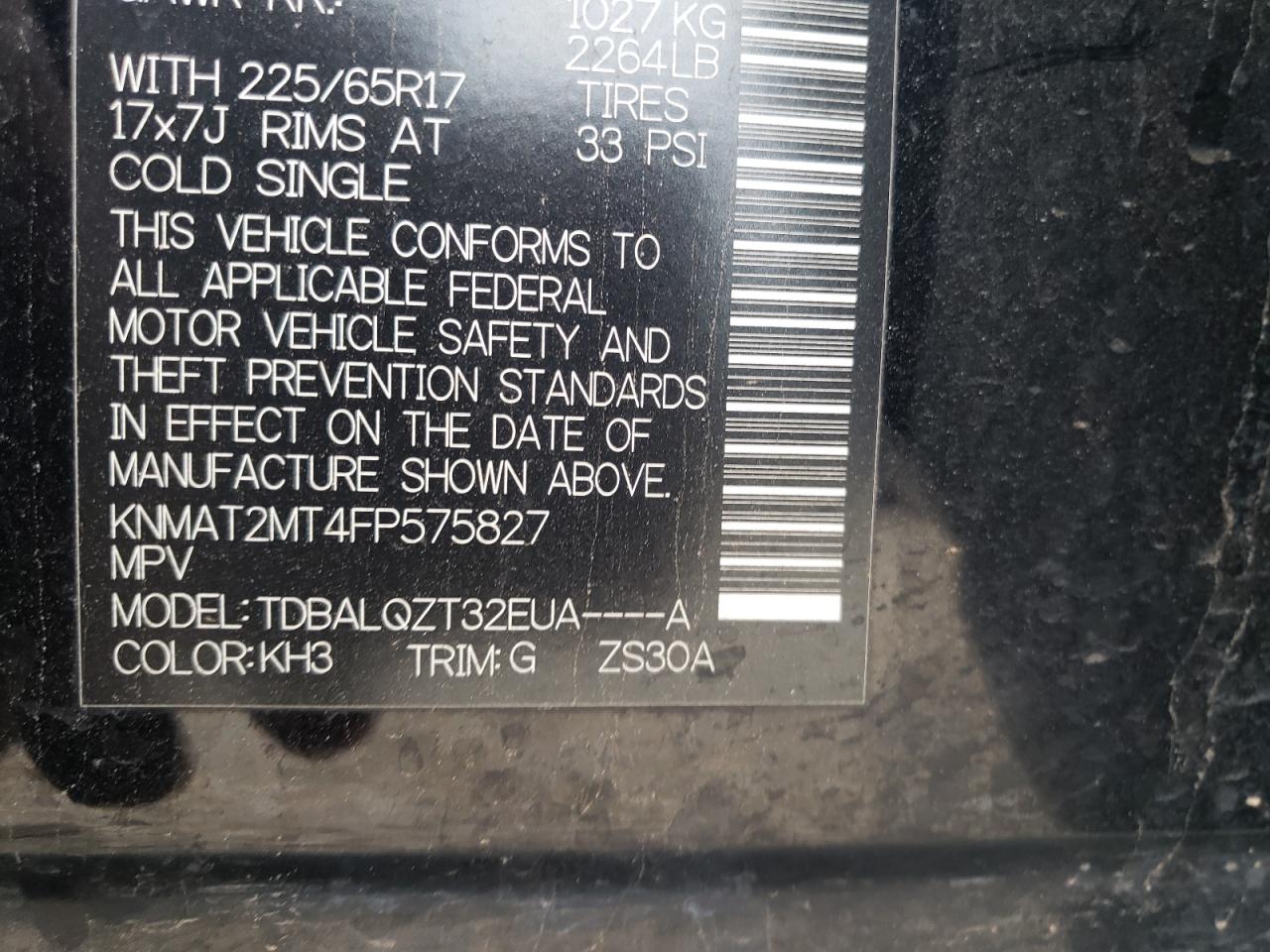 Photo 10 from auction – 2015 NISSAN ROGUE S with VIN KNMAT2MT4FP575827