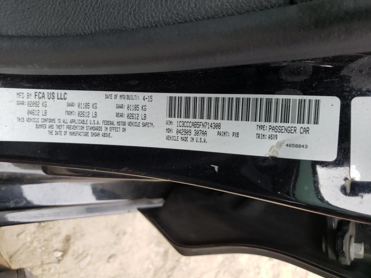 Photo 10 from auction – 2015 CHRYSLER 200 LIMITE with VIN 1C3CCCAB5FN714308