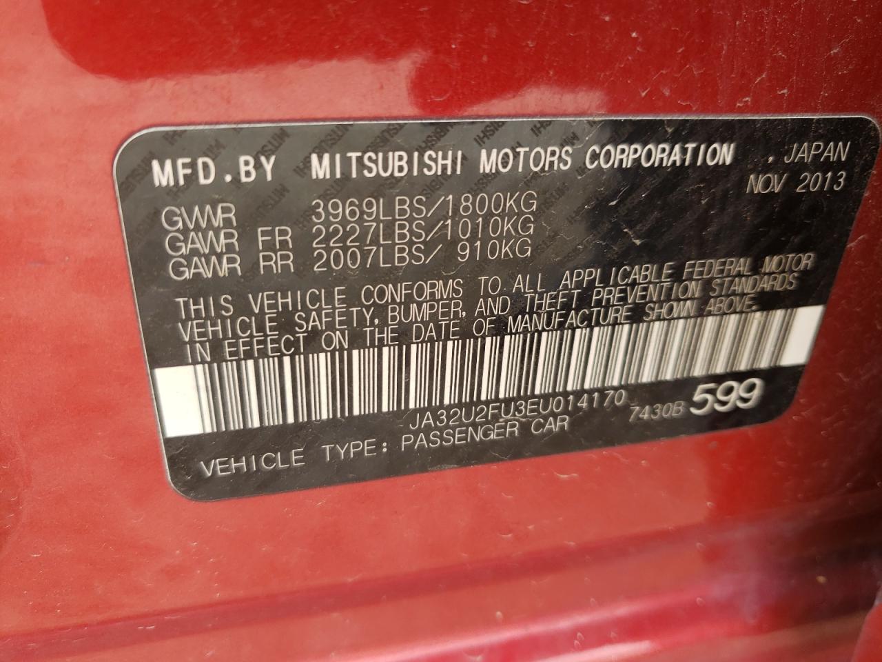 Photo 10 from auction – 2014 MITSUBISHI LANCER ES/ with VIN JA32U2FU3EU014170