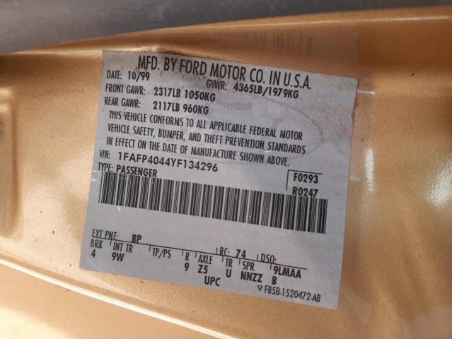 Photo 10 from auction – 2000 FORD MUSTANG with VIN 1FAFP4044YF134296