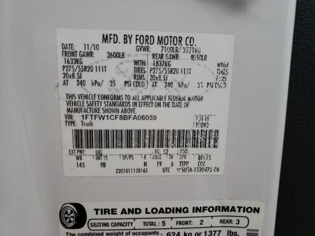 Photo 10 from auction – 2011 FORD F150 SUPER with VIN 1FTFW1CF8BFA06059