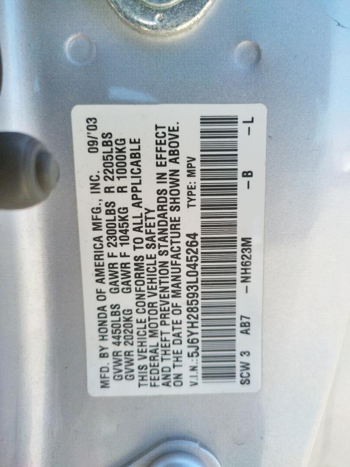 Photo 10 from auction – 2003 HONDA ELEMENT EX with VIN 5J6YH28593L045264