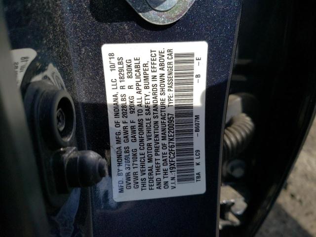 Photo 10 from auction – 2019 HONDA CIVIC LX with VIN 19XFC2F67KE200957