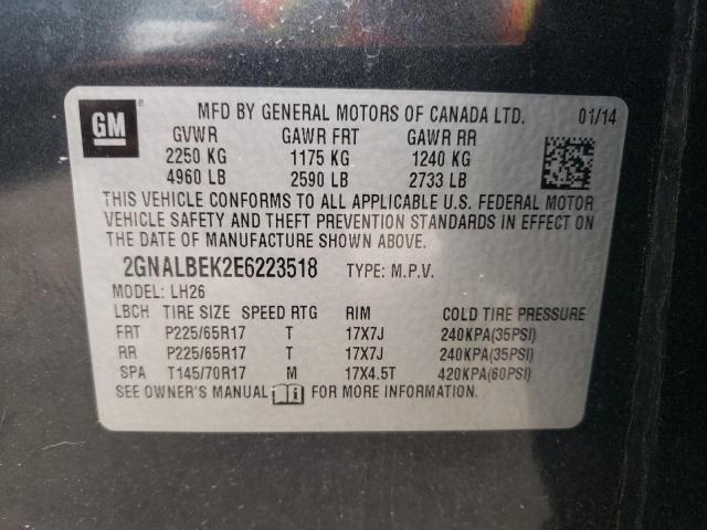 Photo 10 from auction – 2014 CHEVROLET EQUINOX LT with VIN 2GNALBEK2E6223518