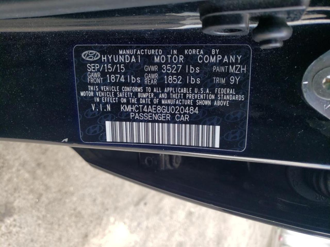 Photo 10 from auction – 2016 HYUNDAI ACCENT SE with VIN KMHCT4AE8GU020484