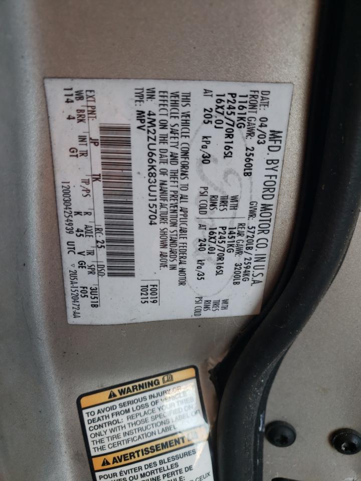 Photo 10 from auction – 2003 MERCURY MOUNTAINEE with VIN 4M2ZU66K83UJ15704