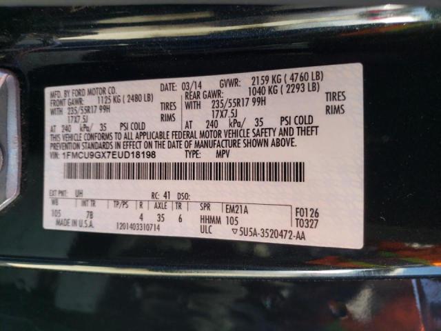 Photo 10 from auction – 2014 FORD ESCAPE SE with VIN 1FMCU9GX7EUD18198