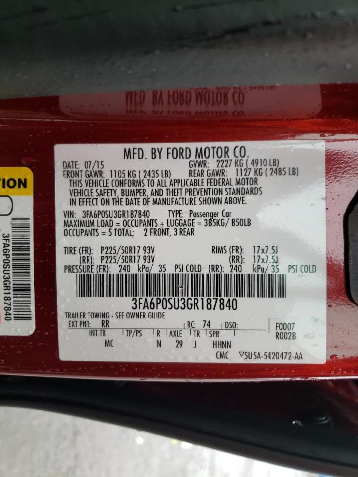 Photo 10 from auction – 2016 FORD FUSION TIT with VIN 3FA6P0SU3GR187840