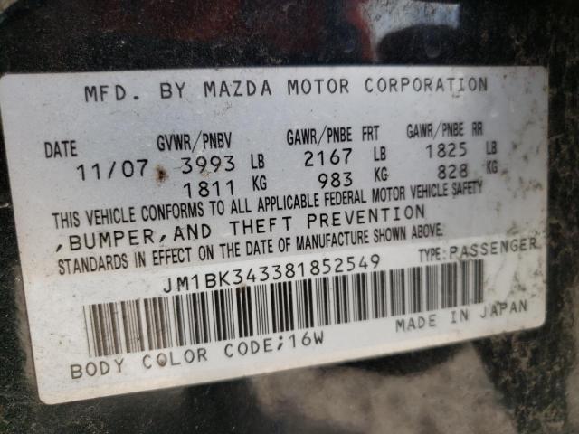 Photo 10 from auction – 2008 MAZDA 3 HATCHBAC with VIN JM1BK343381852549