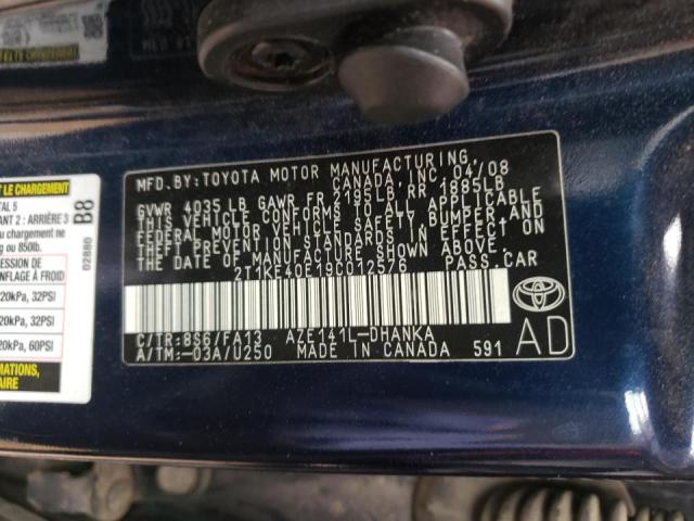 Photo 10 from auction – 2009 TOYOTA COROLLA MA with VIN 2T1KE40E19C012576