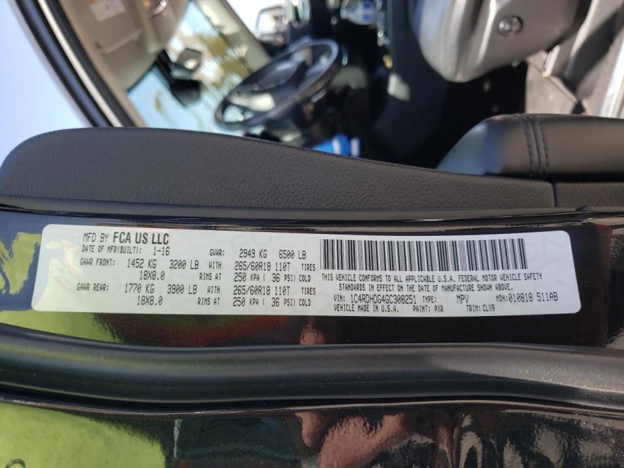 Photo 10 from auction – 2016 DODGE DURANGO LI with VIN 1C4RDHDG4GC308251