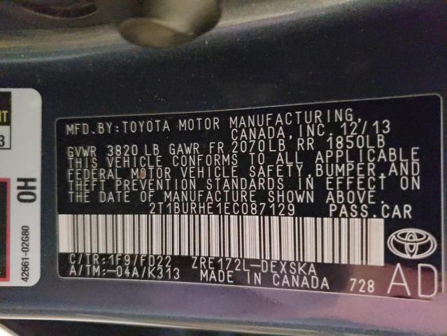Photo 10 from auction – 2014 TOYOTA COROLLA L with VIN 2T1BURHE1EC087129