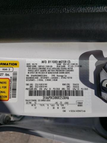 Photo 10 from auction – 2019 FORD FUSION with VIN 3FA6P0CD8KR253046