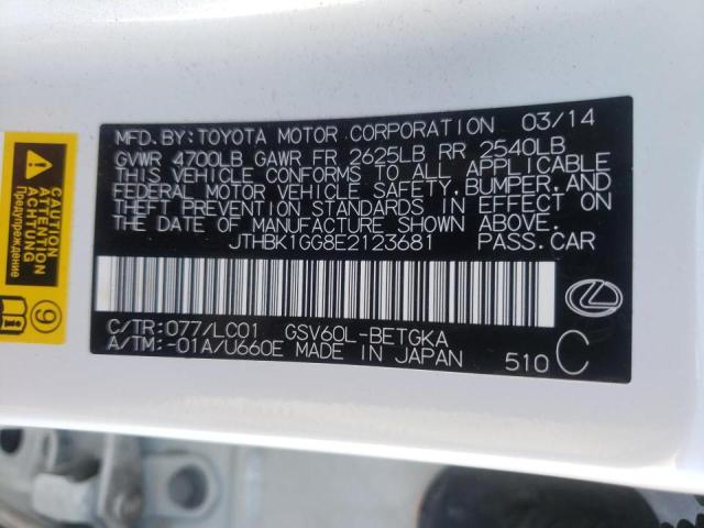 Photo 10 from auction – 2014 LEXUS ES 350 with VIN JTHBK1GG8E2123681