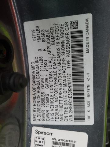 Photo 10 from auction – 2019 HONDA CIVIC SI with VIN 2HGFC1E50KH707787