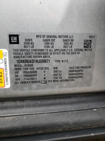 Photo 10 from auction – 2017 CHEVROLET TRAVERSE L with VIN 1GNKRGKD1HJ308671