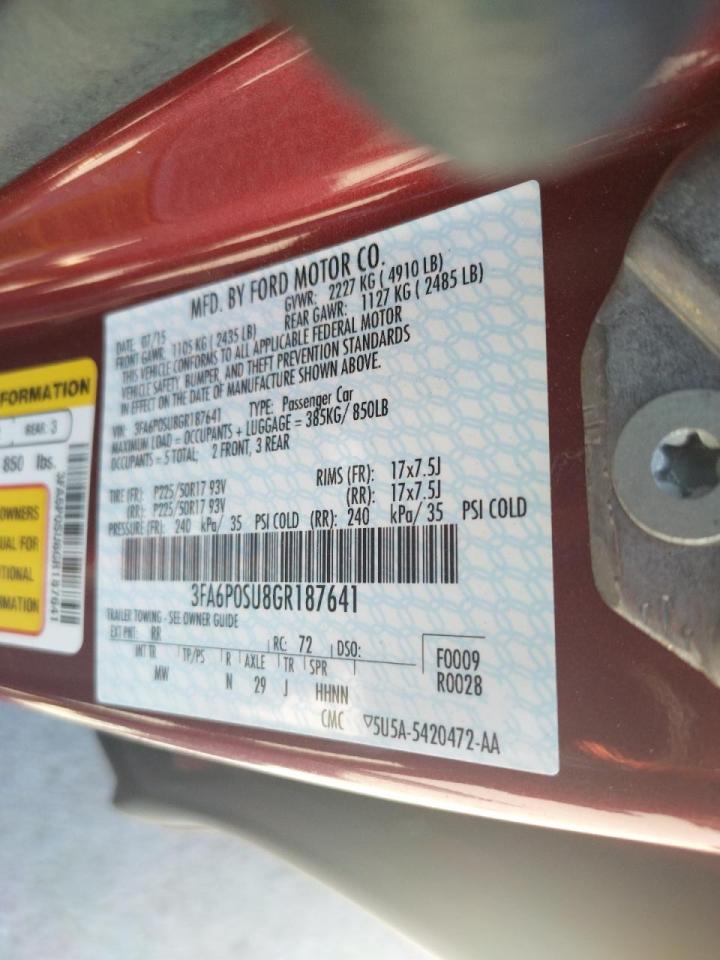Photo 10 from auction – 2016 FORD FUSION TIT with VIN 3FA6P0SU8GR187641