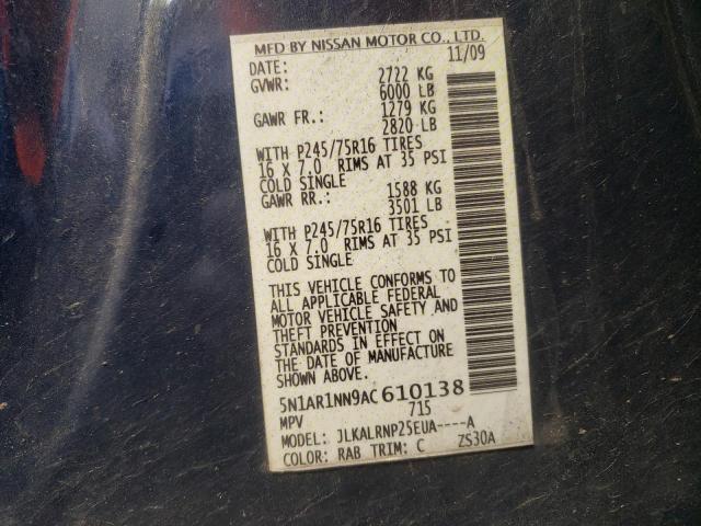 Photo 10 from auction – 2010 NISSAN PATHFINDER with VIN 5N1AR1NN9AC610138