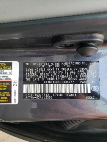 Photo 10 from auction – 2009 TOYOTA CAMRY BASE with VIN 4T1BE46K59U334777