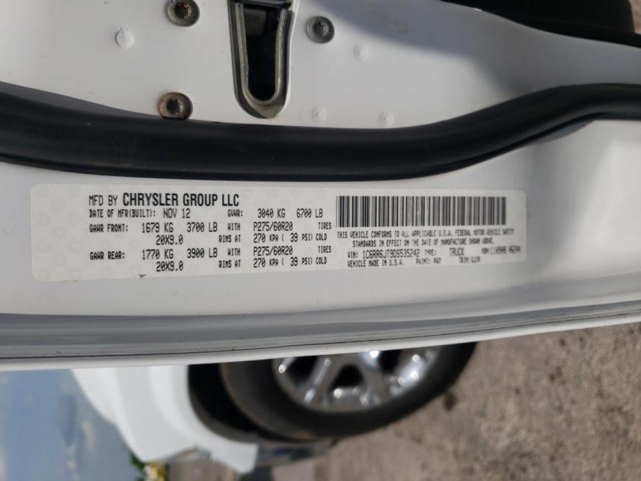 Photo 10 from auction – 2013 RAM 1500 LARAM with VIN 1C6RR6JT9DS535242