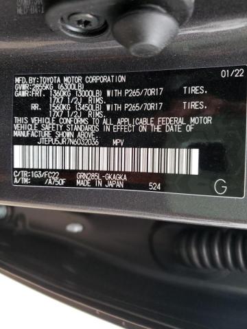 Photo 10 from auction – 2022 TOYOTA 4RUNNER SR with VIN JTEPU5JR7N6032036