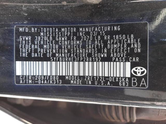 Photo 10 from auction – 2015 TOYOTA COROLLA L with VIN 5YFBURHE3FP288192