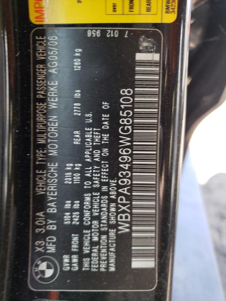 Photo 10 from auction – 2006 BMW X3 with VIN WBXPA93496WG85108