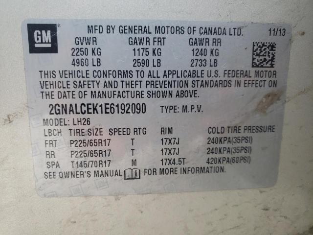 Photo 10 from auction – 2014 CHEVROLET EQUINOX LT with VIN 2GNALCEK1E6192090