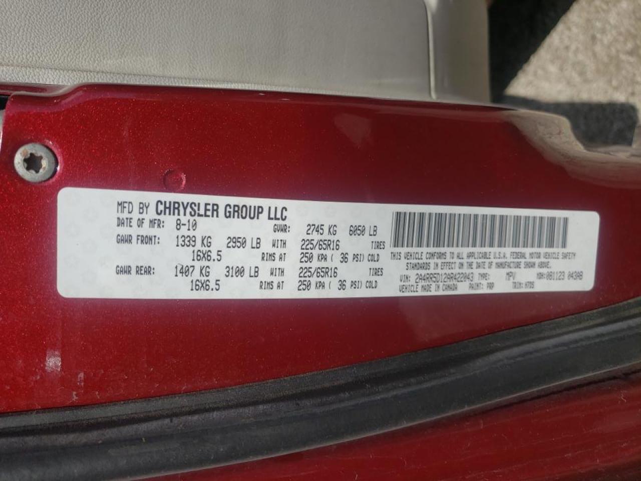 Photo 10 from auction – 2010 CHRYSLER TOWN & COU with VIN 2A4RR5D12AR422043