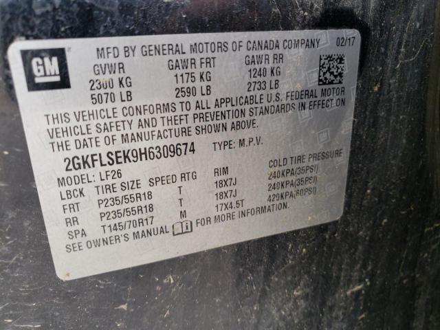 Photo 10 from auction – 2017 GMC TERRAIN SL with VIN 2GKFLSEK9H6309674