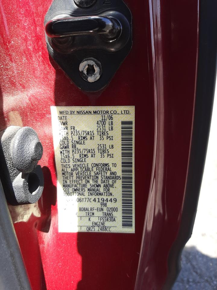 Photo 10 from auction – 2007 NISSAN FRONTIER K with VIN 1N6BD06T77C419449