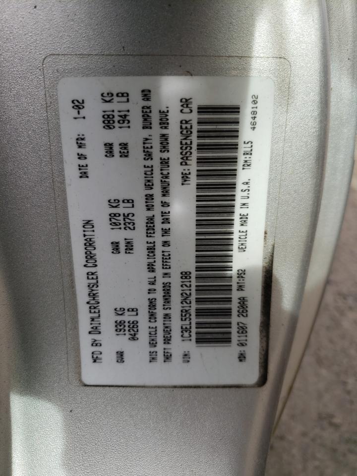 Photo 10 from auction – 2002 CHRYSLER SEBRING LX with VIN 1C3EL55R12N212188