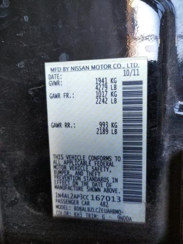 Photo 10 from auction – 2012 NISSAN ALTIMA BAS with VIN 1N4AL2AP3CC167013