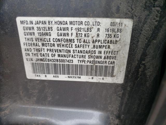 Photo 10 from auction – 2011 HONDA FIT with VIN JHMGE8H32BS007423