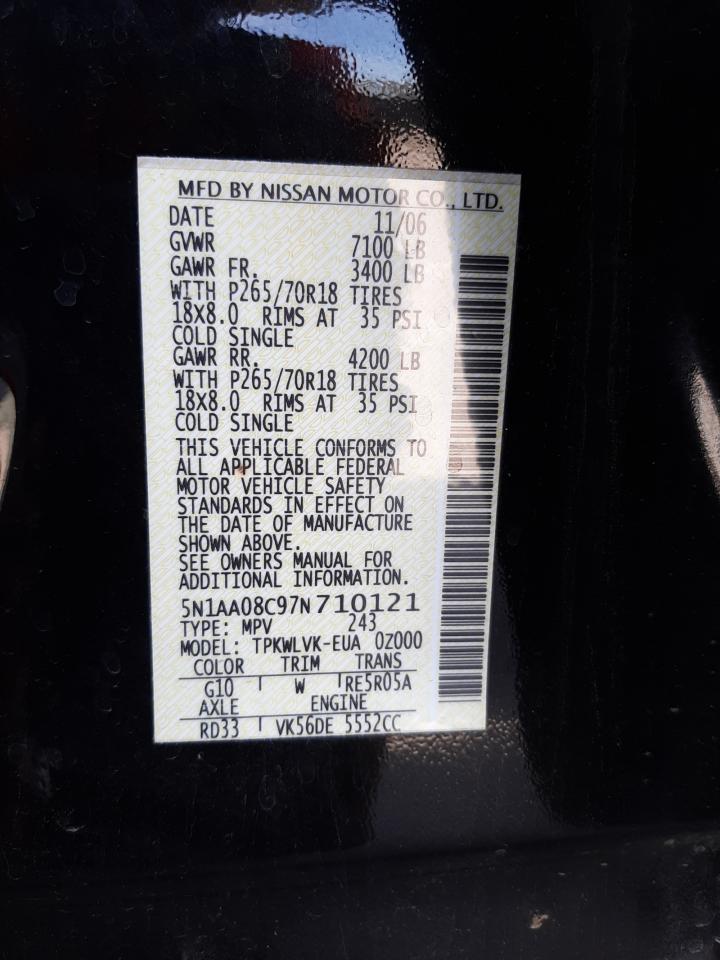Photo 10 from auction – 2007 NISSAN ARMADA SE with VIN 5N1AA08C97N710121