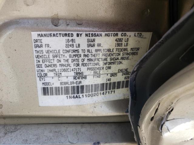 Photo 10 from auction – 2002 NISSAN ALTIMA BAS with VIN 1N4AL11D02C147171