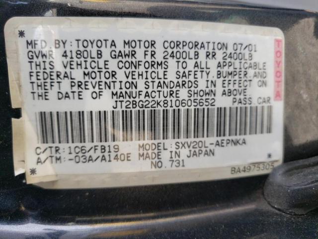 Photo 10 from auction – 2001 TOYOTA CAMRY CE with VIN JT2BG22K810605652