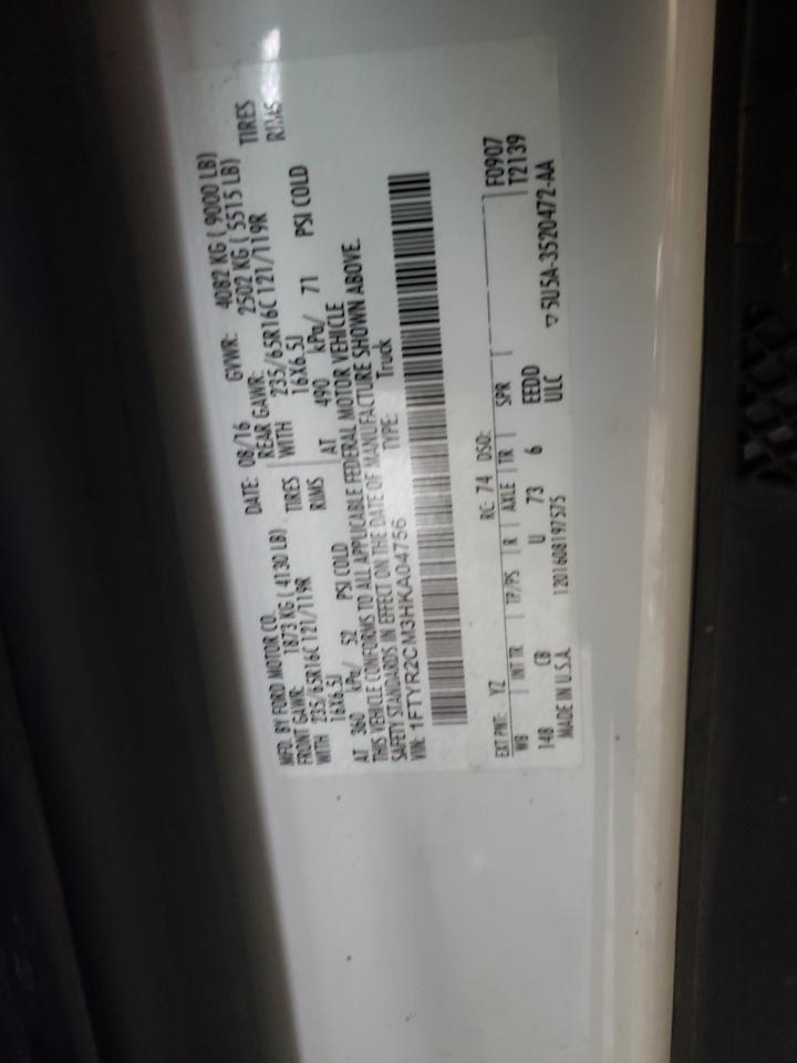 Photo 10 from auction – 2017 FORD TRANSIT T- with VIN 1FTYR2CM3HKA04756